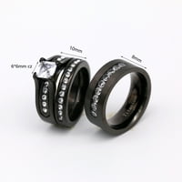 Crni prstenovi koji odgovaraju, njegovi, njezini prstenovi, upareni prstenovi, kompleti ženskih zaručničkih prstenova s kubičnim