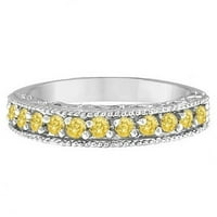 Neobičan prsten od žutog kanarinskog dijamanta od bijelog zlata od 14 karata