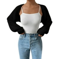 kardigan pulover u A-listi, ženski jednobojni svestrani kardigan s dugim rukavima, labavo pleteni šišmiš, gornja jakna
