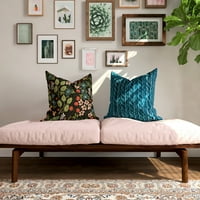 Dekorativni poklopac jastuka, 18 ”18”, višebojni tiskani cvjetni kolaž na crnom poli platnu stvarajući prirodni osjećaj stila za
