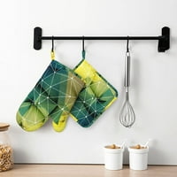 Set držača za pećnicu sa šarenom geometrijskom pozadinom, neklizajuće kuhinjske rukavice za kuhanje, perive rukavice otporne na toplinu