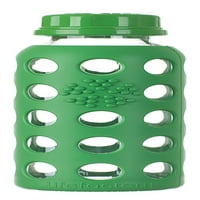 Staklena boca s ravnim poklopcem s zaštitnim silikonskim rukavom, travnato zelena, oz