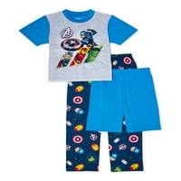 Avengers Boys Klasični vrh kratkih rukava, kratke hlače i hlače 3-komad pidžame set za spavanje, veličine 4-10