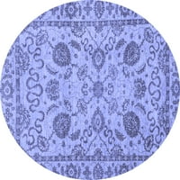 Moderni tepisi tvrtke A. M., perivi u perilici rublja, okrugli u orijentalnom stilu u plavoj boji, okrugli 7 inča