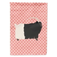 _7887 _ velška koza s crnim vratom ružičasta karirana zastava vrtna veličina mala, višebojna