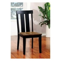 Drvene stolice s rešetkastim naslonom i sjedalom od dasaka, set od 2, crna i smeđa
