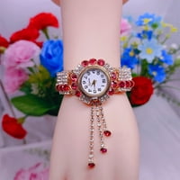 Ženski sat s metalnom narukvicom, svjetlucavi rhinestones, okrugli sat s biranjem, savršeni rođendanski pokloni za djevojku