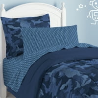 Set posteljine od pamuka, poliestera, plave boje