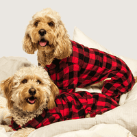 Flanelska pidžama za pse, 16 inča duga, Buffalo karirana