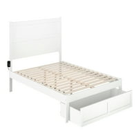 Okvir kreveta od 14 14 na drvenoj platformi s ladicom za odlaganje nogu, bijela