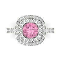 1. dijamant okruglog reza s imitacijom ružičastog dijamanta od bijelog zlata 14k s umetcima veličina prstena 5,75
