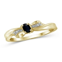 Jewelersclub Sapphire Ring Birthstone nakit - 0. Carat Sapphire 14K Zlatni nakit od srebrnog prstena s bijelim dijamantnim naglaskom