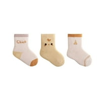 Dječje jesensko-zimske nove modne čarape s uzorkom slatke žute piletine iz crtića udobne zadebljane termo čarape