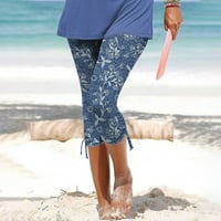 Ženske joga trenirke ljetna moda pet hlača cvjetne hlače za vježbanje za dame mršave uske hlače za kontrolu trbuha plave boje