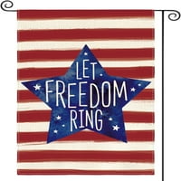 Domoljubna vrtna zastava u akvarelu sa zvijezdama i prugama prsten slobode, dvostrana Vani, 4. srpnja, Dan sjećanja na neovisnost,