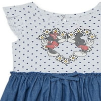 Disney Minnie Mouse Being Girl Flutter Rukav Chambray haljina i poklopac pelena, set