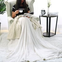 Jednobojna reverzibilna mekana flanelska deka od flisa u bijeloj i bež boji 50 60