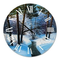 Dizajnirati 'božićna šuma s rijekom i drvećem iii' tradicionalni zidni sat