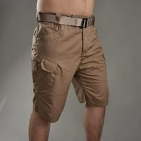 Muške sportske pamučne lanene Ležerne široke kratke hlače ležerna pidžama s džepovima kratke hlače za trčanje smeđe hlače