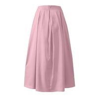 Ljetne maksi suknje za žene visokog struka, labave ljuljačke u punoj dužini, elegantna ležerna plisirana duga suknja s džepovima