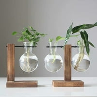 Drvena umjetnička posuda za hidroponiku prozirna staklena vaza moderna posuda za cvjetne biljke Kreativni terarij lonac za cvijeće