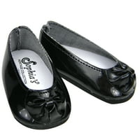18-inčne patentne kožne cipele za lutke, crne