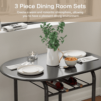 Vineego blagovaonski set za mali kuhinjski stol za doručak Set Space Space Space Wooden Stolica i set za stol, crno