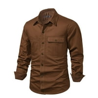 Muška radna odjeća američke veličine oprani pamuk Plus veličina široka jednobojna muška košulja s reverom dugih rukava jakna jakna