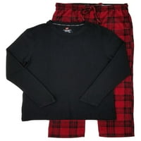 Muško termo Donje Rublje U Crnoj i crvenoj kariranoj odjeći, hlače od flisa, pidžama Set