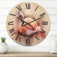 Dizajn „apstraktni portret ružičaste flamingo iii“ drvene zidne satove drvene kuće