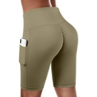 Modni casual sportski ženski džepovi za vježbanje s visokim strukom za jogu, hlače za trčanje na trbuhu, kontrolne kratke hlače,