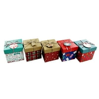 Božićna poklon kocka bo sa vrpcom i oznakom 3. 3. 3. u crvenoj bijeloj pahuljici