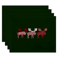 Jednostavno Daisy 18 14 Merry Moose Animal Print Placemats, set od 4s, set od 4