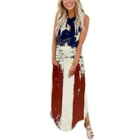 Topovi za žene 4. srpnja majica s američkom zastavom Zvjezdani top Maksi haljina za odmor na plaži ležerna široka duga haljina ljetne