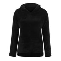 Ženska odjeća Ženska odjeća Ženska majica dugih rukava topla pahuljasta majica s kapuljačom u obliku medvjeda pulover Crna