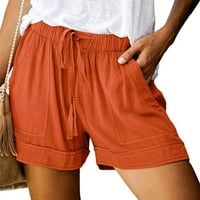 Narančaste hlače Plus veličine za žene, kratke hlače s pojasom i strukom, ženske elastične Ležerne široke udobne casual hlače Plus