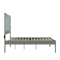 NoHo 14 Kraljica drvena platforma okvir kreveta s modernim uzglavljem ploča, siva