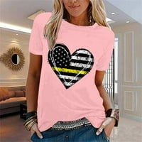 Ženska majica s printom Dan neovisnosti, ležerna majica s printom Dan neovisnosti u obliku srca, majica kratkih rukava, labavi top