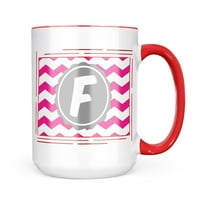Neonblond monogram šalica s ružičastim ševronom kao poklon ljubiteljima kave i čaja