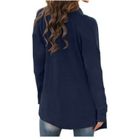 Ženski džemperi s kardiganom, pleteni jednobojni kardigan s otvorenim prednjim dijelom dugih rukava, plavi;
