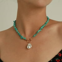 Nakit ogrlica od tirkiznih perli s dugim čvorom od kamena višeslojna Ogrlica ručno izrađeni nakit