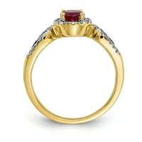 Prsten od žutog zlata s dijamantima i rubinima od primarnog karatnog zlata