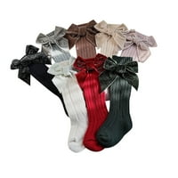 Božićne čarape za djevojčice, mekane tople svečane Duge Čarape s mašnom za jesen-zimu kao poklon za Novu godinu