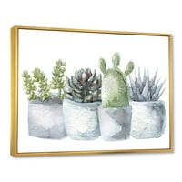 Dizajnerska umjetnost sočne I kaktusne Sobne biljke u meniju Seoska kuća uokvirena na platnu, zidni umjetnički tisak