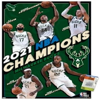 Milwaukee Bucks - NBA Finals Champions Wall Poster s Pushpins, 22.375 34