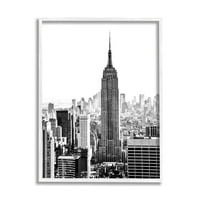 Stupell Industries New York Urban City neboderi u centru grada Skyline Fotografija bijela uokvirena umjetnička print zidna umjetnost,