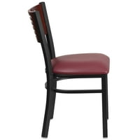 Flash memorija je HD. Metalna restoranska stolica s crnim lameliranim naslonom-naslon od mahagonija , vinilno sjedalo u bordo boji