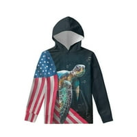 Dječje majice s kapuljačom svemirske morske kornjače, veličina 11+, mekani džemper s kapuljačom s domoljubnom američkom zastavom,