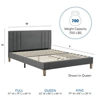 Moderni Essentials Barclay tapecirani lagani krevet platforme, kraljica, siva