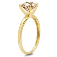 vjenčani prsten od žutog zlata 14k okruglog reza s imitacijom dijamanta u boji šampanjca, veličina 5